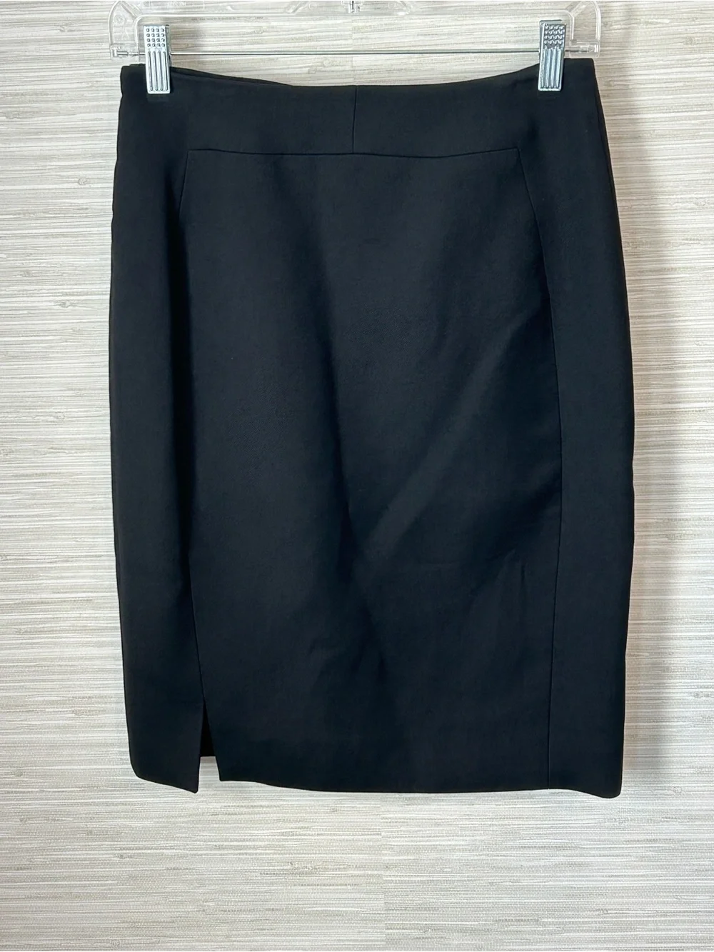 Ralph Rucci Black Silk Wool Blend Pencil Skirt Size 6 USA Lined Slit Designer